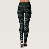 Leggings Calligraphie & Motif élégant de diamant Turquoise (Dos)
