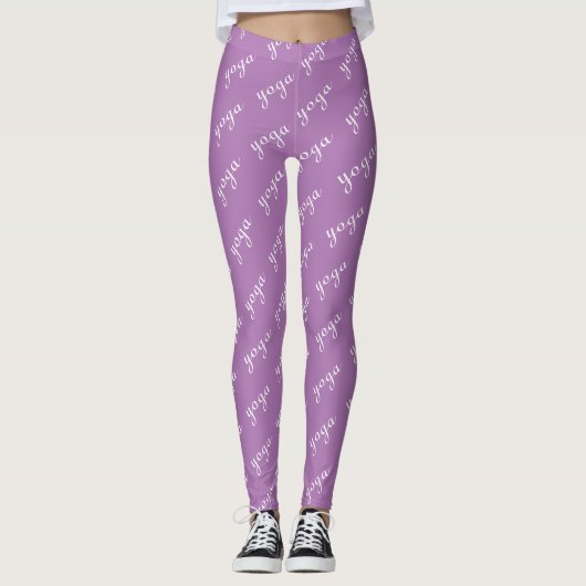 Leggings Calligraphie violet et blanc modifiable (Devant)