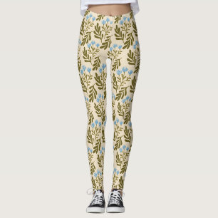 Leggings Calme et Naturel : motif sans couture de fleurs bl