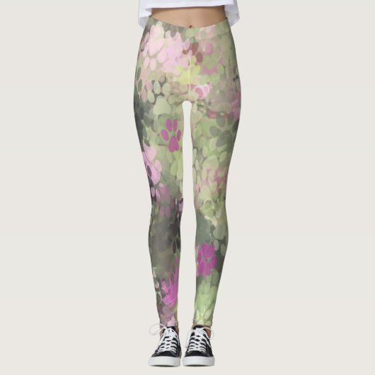Leggings Camion rose et vert paw (Devant)