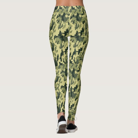 Leggings Camo Beige Vert Forêt Pixellée (Dos)