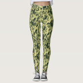 Leggings Camo Beige Vert Forêt Pixellée (Devant)