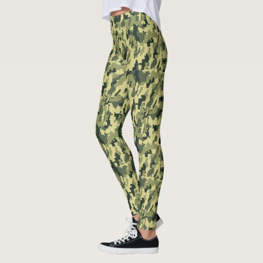 Leggings Camo Beige Vert Forêt Pixellée (Gauche)