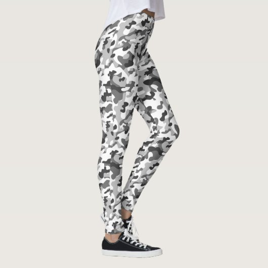 Leggings Camo d'impression tendance noir, blanc et gris (Droite)