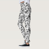 Leggings Camo d'impression tendance noir, blanc et gris (Gauche)
