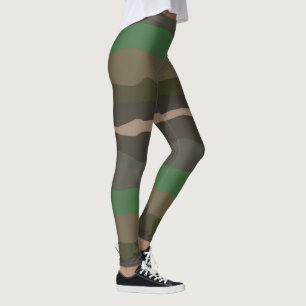 Leggings Camo et bandes abstraites vertes