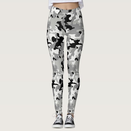 Leggings Camo noir gris et blanc - Legs (Devant)
