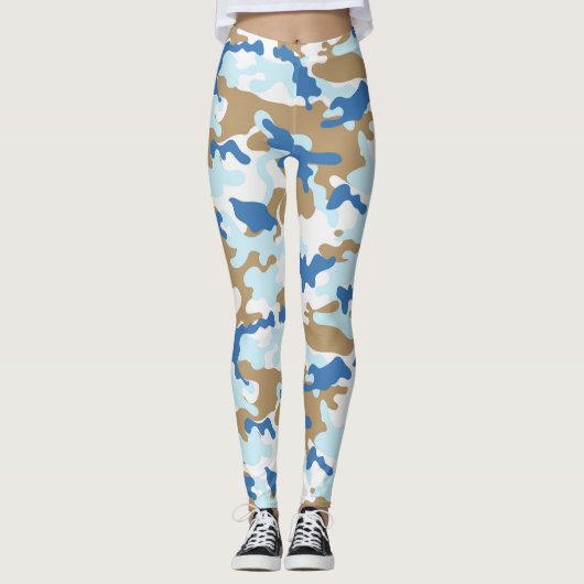 Leggings Camouflage bleu et beige (Devant)