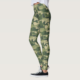 Leggings Camouflage Chats Motif Armée Green Kitty Cats Cam