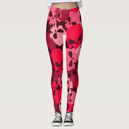 Leggings Camouflage de crâne rose de l'armée Motif Allover  (Devant)