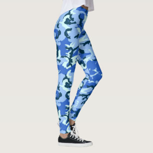 Leggings Camouflage en bois bleu Motif militaire