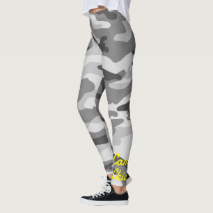 Leggings Camouflage Fille Noir & Blanc Monogramme Jaune  