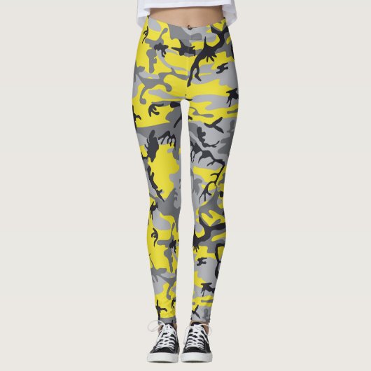 Leggings Camouflage jaune et gris, Militaire, Armée (Devant)