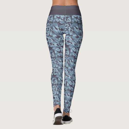 Leggings Camouflage militaire bleu rayures blanches et bleu (Dos)