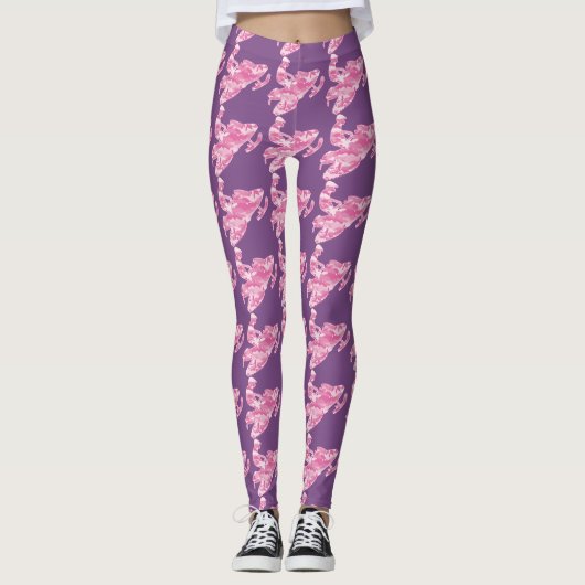 Leggings Camouflage Motoneige rose (Devant)