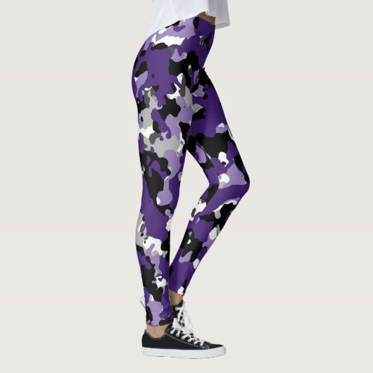 Leggings Camouflage noir blanc violet gris (Droite)