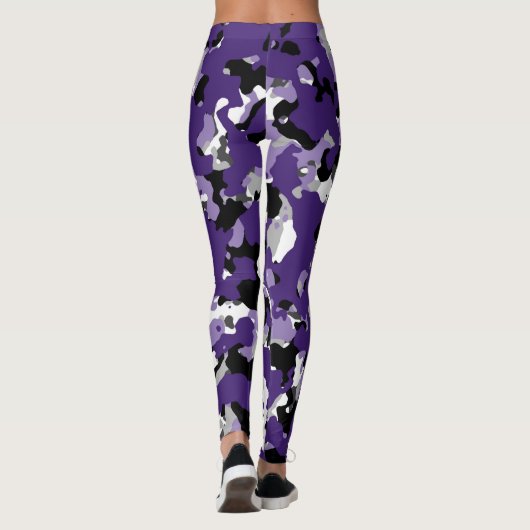 Leggings Camouflage noir blanc violet gris (Dos)