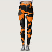 Leggings Camouflage noir orange Motif Camo (Devant)