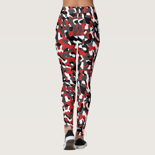 Leggings Camouflage noir rouge blanc Motif d'impression (Dos)