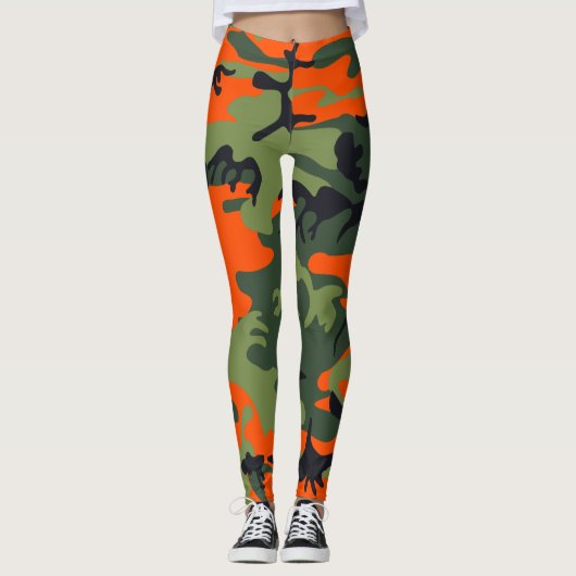 Leggings Camouflage orange et vert, Militaire, Armée (Devant)