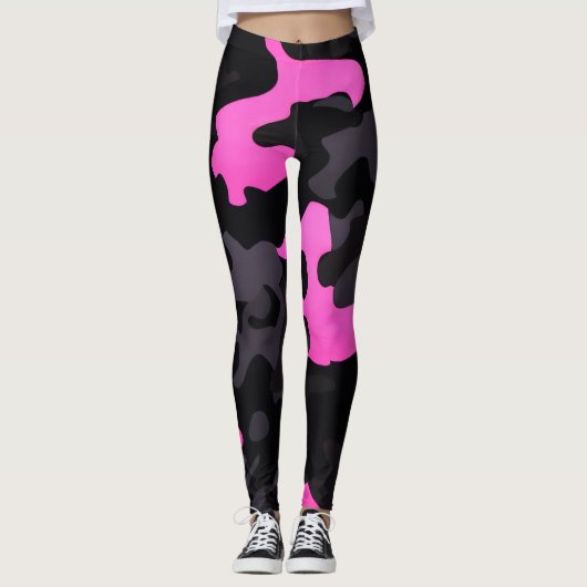 Leggings Camouflage rose et noir (Devant)