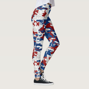 Leggings Camouflage Rouge, Blanc & Bleu avec Paillettes du