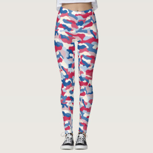 Leggings Camouflage rouge blanc et bleu