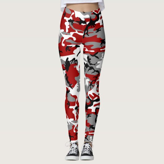 Leggings Camouflage rouge et gris, Militaire, Armée (Devant)