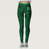 Leggings Camouflage Vert Chic Motif Monogramme Personnalisé (Devant)