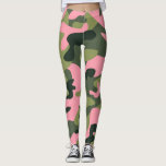 Leggings Camouflage vert et rose de Camo d'armée<br><div class="desc">Guêtres vertes et roses de camouflage de Camo d'armée</div>