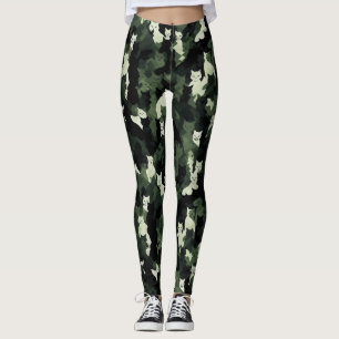 Leggings Camouflage vert Motif Chat