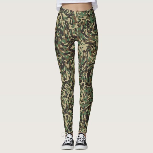 Leggings Camouflage Vert Tendance  (Devant)