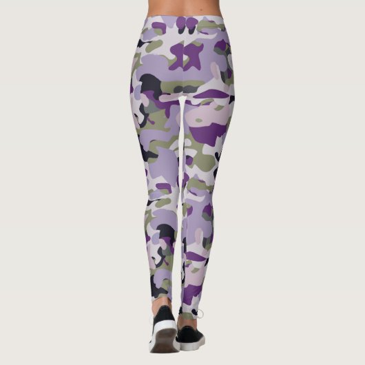 Leggings Camouflage violet Lavande Motif Camo vert (Dos)