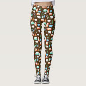 Leggings Camping RV Retro Camper Motif Brown (Devant)