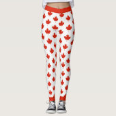 Leggings Canada Rouge Blanc drapeau canadien Motif Feuille (Devant)