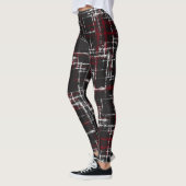 Leggings canneberge et blanc sur croûte abstraite noire (Gauche)
