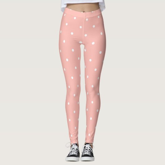 Leggings Cantaloupe Melon et points blancs (Devant)