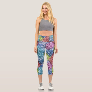 Leggings Capri 3D coloré Hydrangea floral