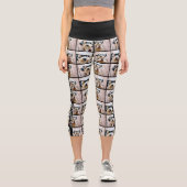 Leggings Capri 4 Collage photo avec texte personnalisé sur les cô (Recto)