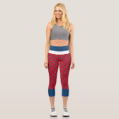 Leggings Capri 4 juillet étoile rouge et bleue Capris haut taille (Recto)