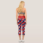 Leggings Capri 4 juillet Etoiles blanches patriotiques Bleu Bleu  (Verso)