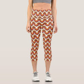 Leggings Capri 70s Bold Retro Modern Motif in Orange & Brown (Recto)