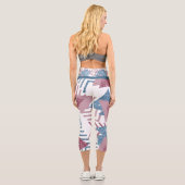 Leggings Capri 80s Abstrait lunaire | Dusty Mauve rose et bleu (Verso)