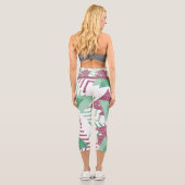 Leggings Capri 80s Abstraits frais | Motif de formes rose et vert (Verso)
