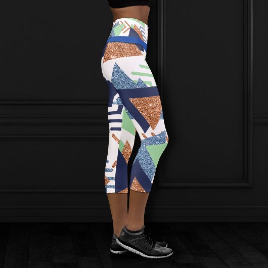 Leggings Capri 80s Couleur Abstraite | Monnaie d'or des Roses de 