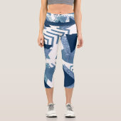Leggings Capri 80s Luxe Abstrait | Turquoise et bleu marine (Recto)
