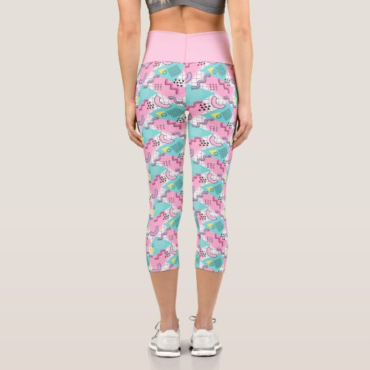 Leggings Capri 80's Memphis Active rose Turquoise (Verso)