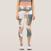 Leggings Capri 80s rétro Abstrait | les années 70 Palette Vert et (Recto)