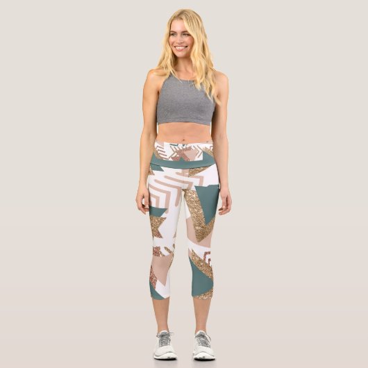 Leggings Capri 80s rétro Abstrait | les années 70 Palette Vert et (Recto)