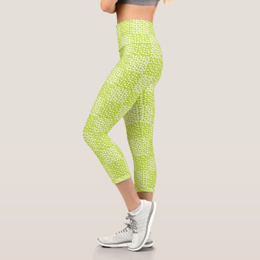 Leggings Capri à damiers Amour en Lime Vert et Blanc (Gauche)